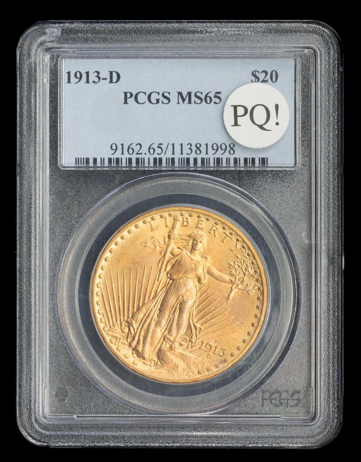 A United States 1913-D St. Gaudens $20 Gold Coin