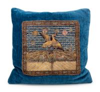 A Pair of Chinese Embroidered Rank Badgets Set on Down-Filled Pillows