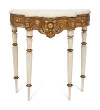 An Italian Painted and Parcel-Gilt Alabaster-Top Console Table