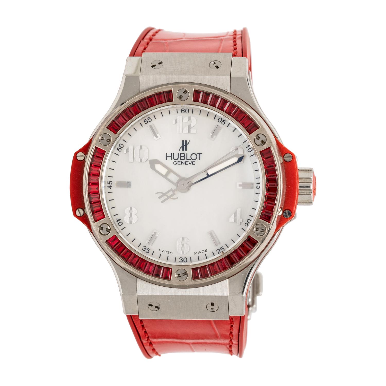 HUBLOT, 'BIG BANG TUTTI FRUTTI' WATCH WITH SPINEL BEZEL AND MOTHER-OF-PEARL DIAL