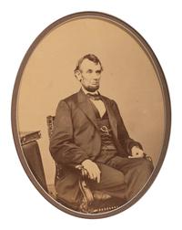[LINCOLN, Abraham (1809-1865)]. BERGER, Anthony, photographer. Albumen photograph of Abraham Lincoln. [Washington, DC: Mathew Brady Gallery, 1864].