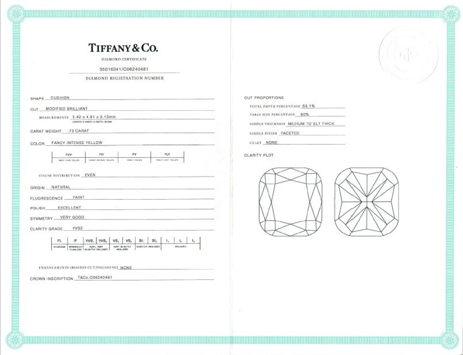 TIFFANY & CO., 'SOLESTE' FANCY INTENSE YELLOW DIAMOND AND DIAMOND STUD EARRINGS