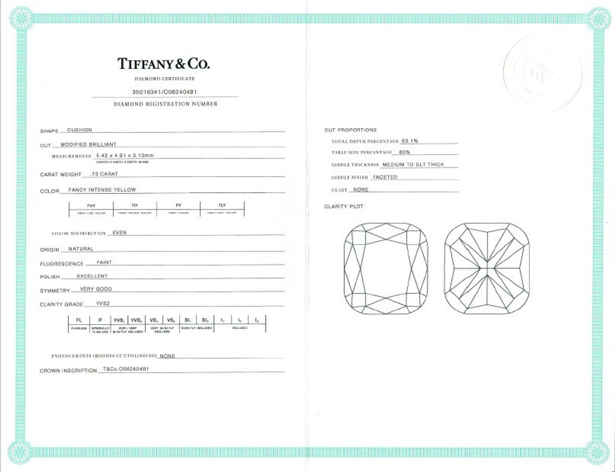 TIFFANY & CO., 'SOLESTE' FANCY INTENSE YELLOW DIAMOND AND DIAMOND STUD EARRINGS