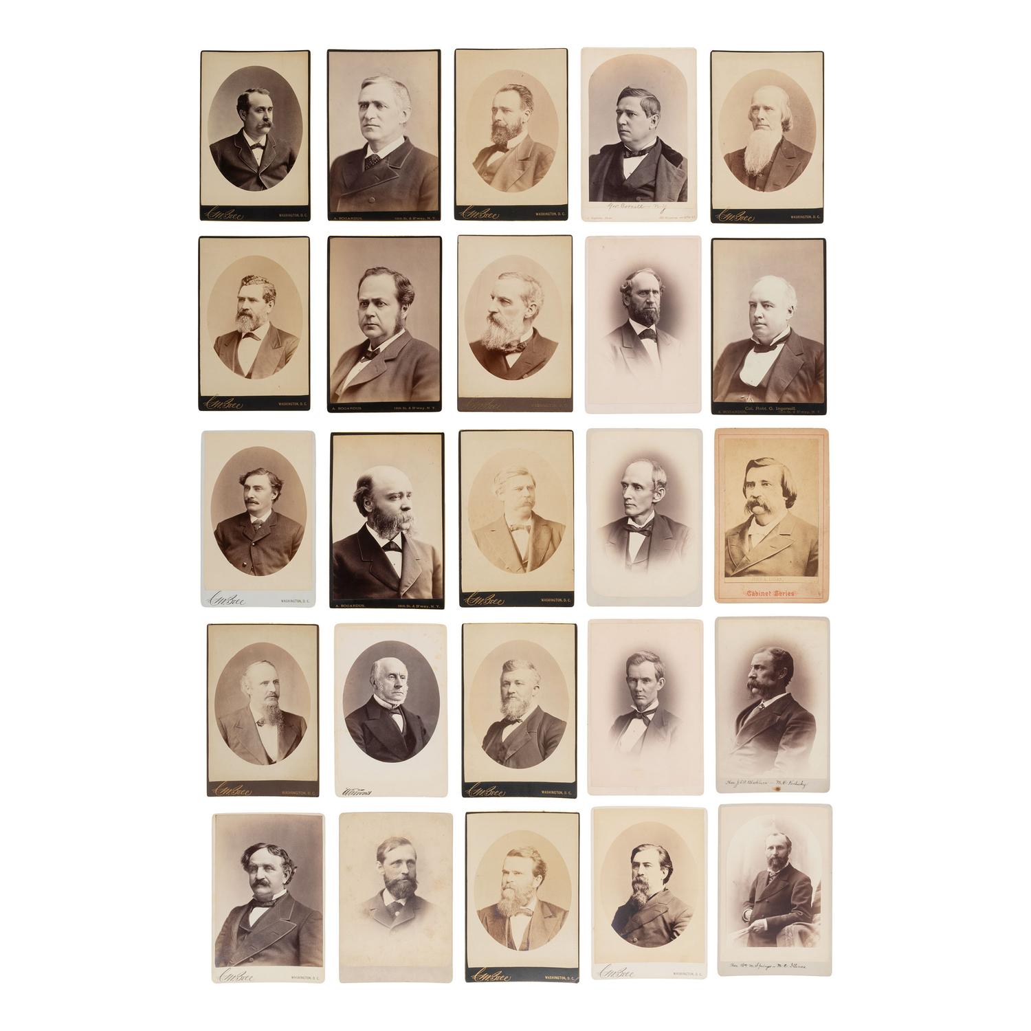 [Americana] Group of 92 Cabinet Cards of Politicians and Judges, incl. Works by Brady, etc.