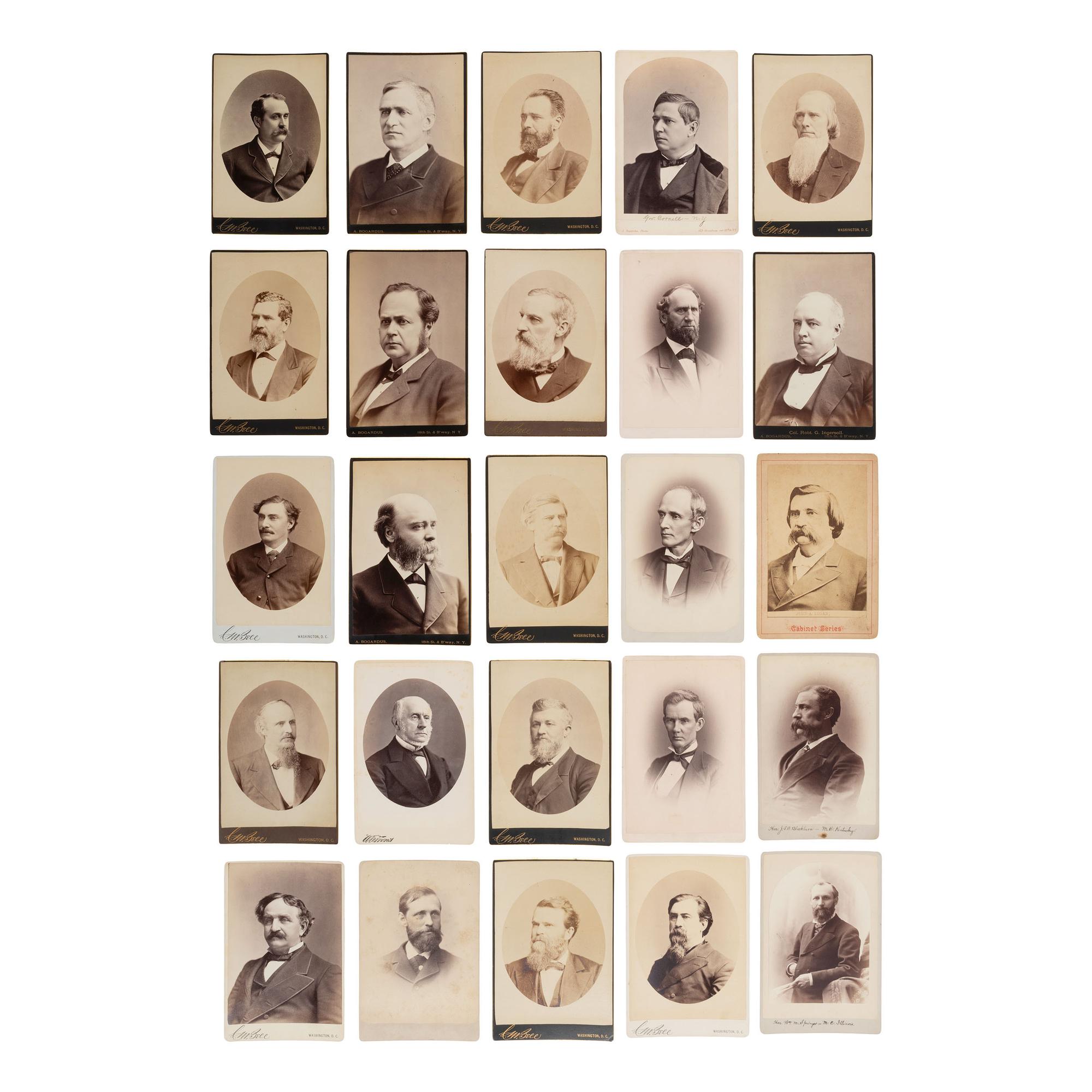 [Americana] Group of 92 Cabinet Cards of Politicians and Judges, incl. Works by Brady, etc.