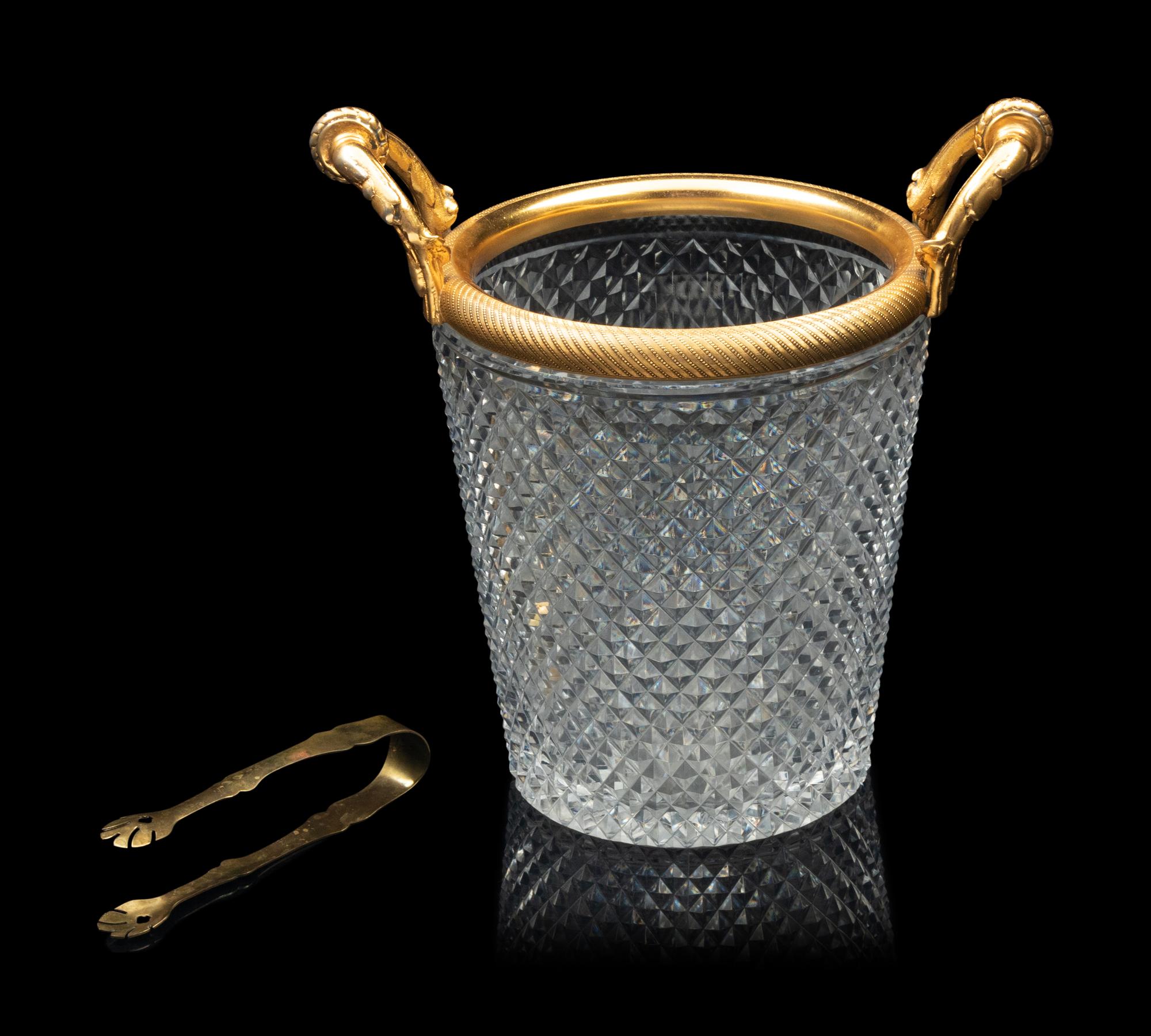 A Gilt Bronze Mounted Cut Glass Ice Bucket