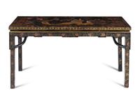 A Chinese Gilt and Painted Black Lacquered Table