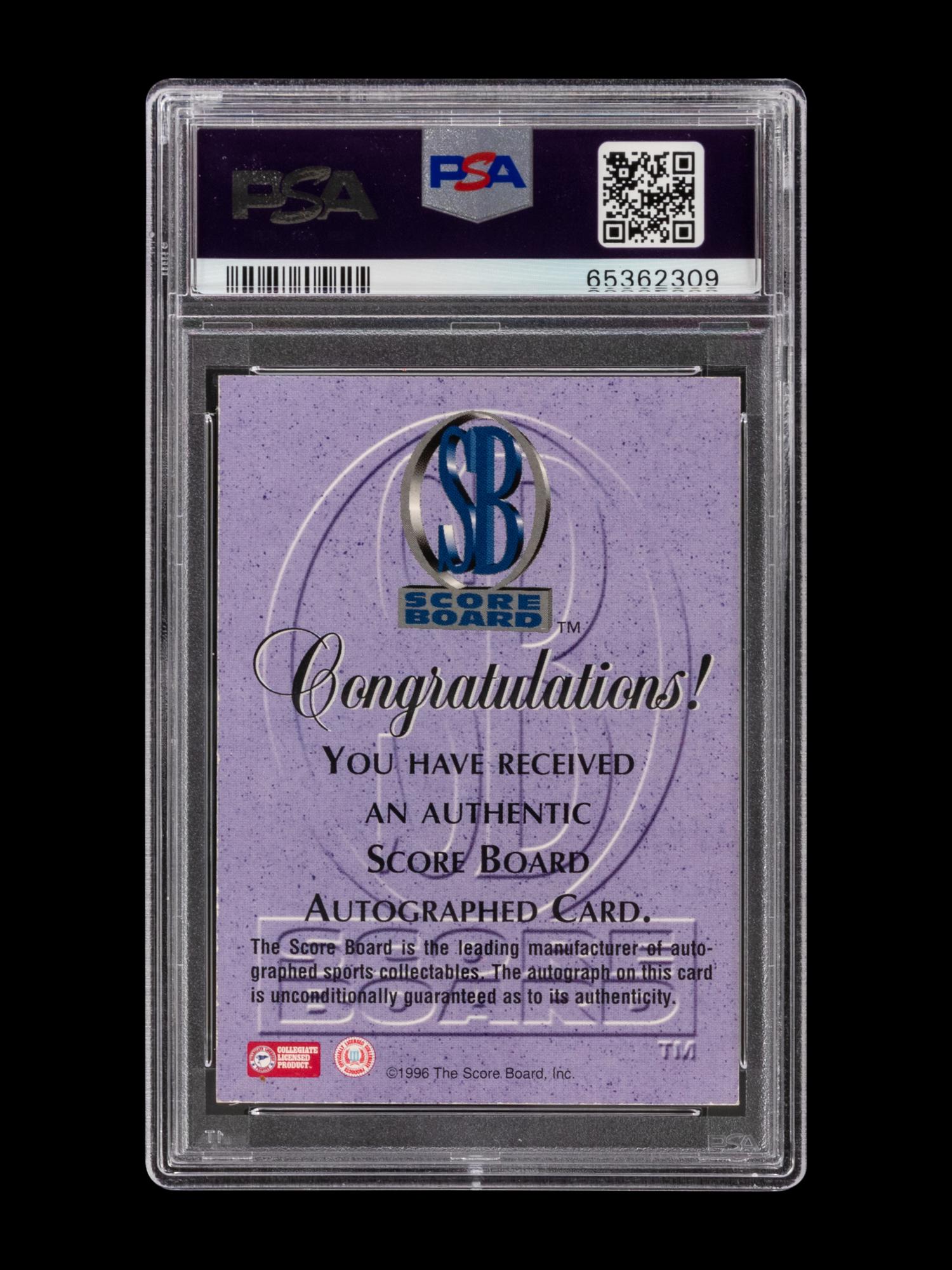 A 1996 Score Board Autographed Collection Autographs Kobe Bryant Signed Rookie Basketball Card No. 6 (PSA Authentic)