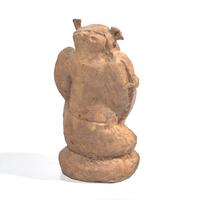 A Chinese Red Pottery Figure of a Story Teller, Eastern Han Dynasty 東漢 擊鼓説唱俑