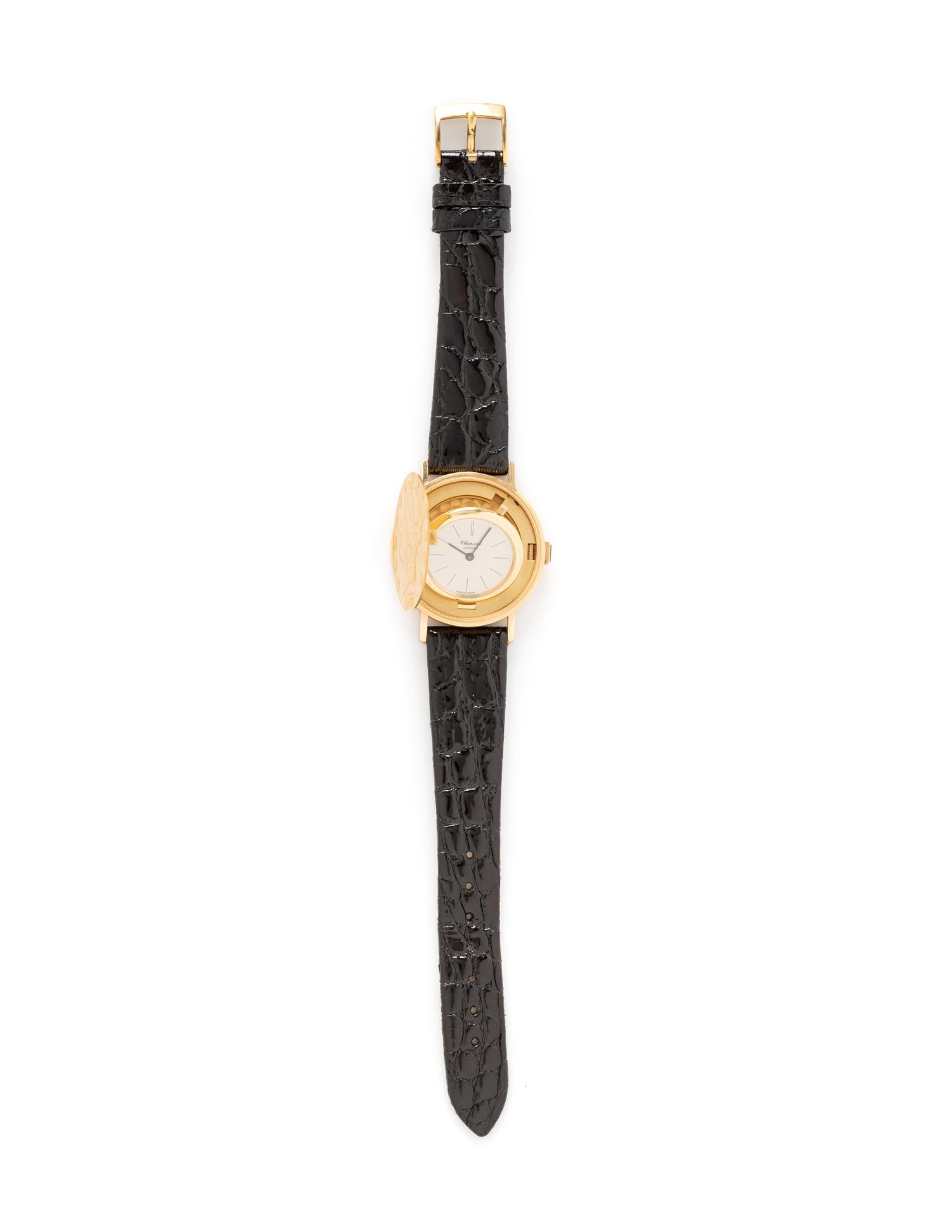 CHOPARD, 18K YELLOW GOLD HIDDEN DIAL COIN WATCH