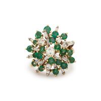 EMERALD AND DIAMOND CLUSTER RING