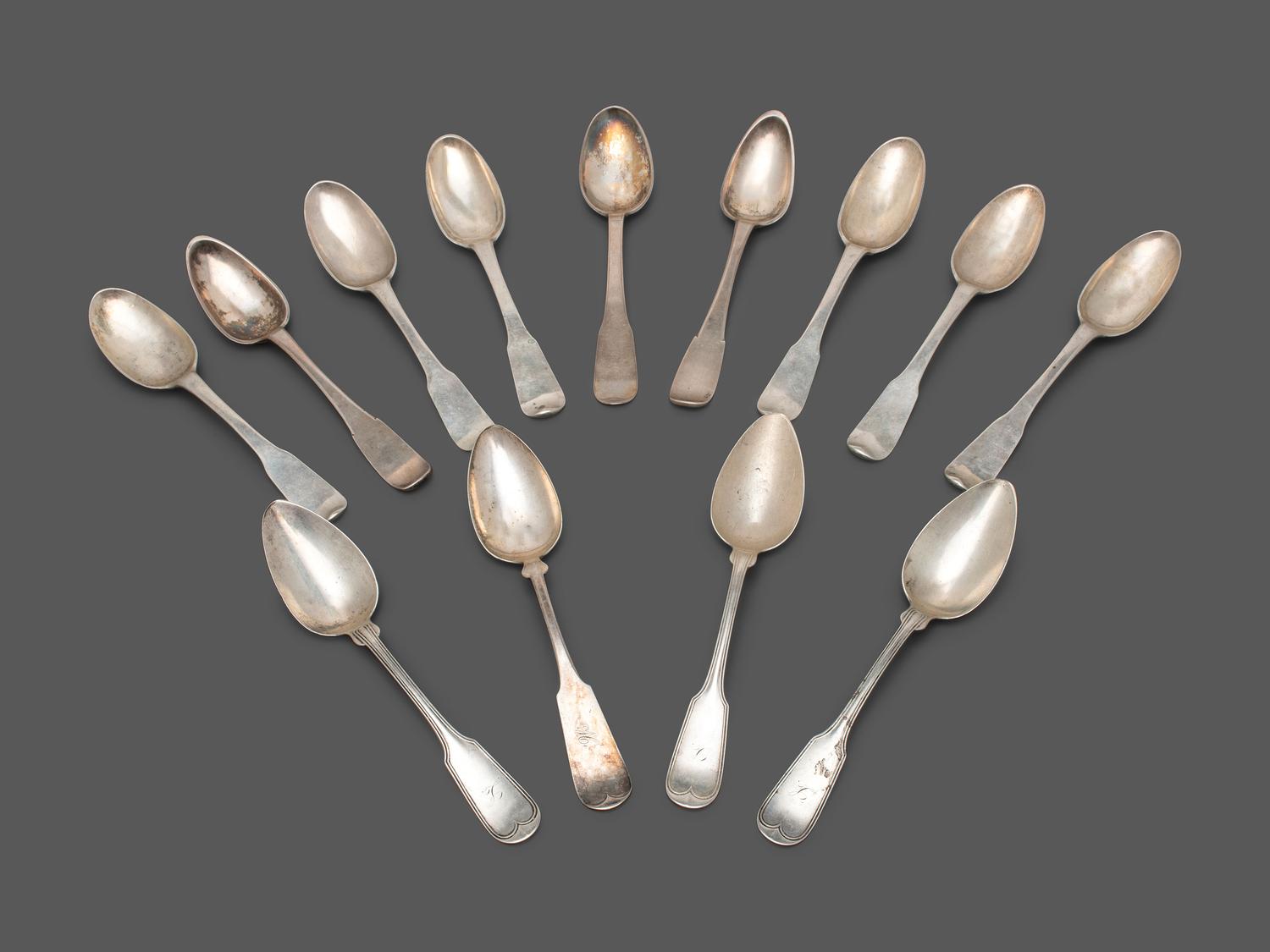 A Collection of Coin Silver Flatware