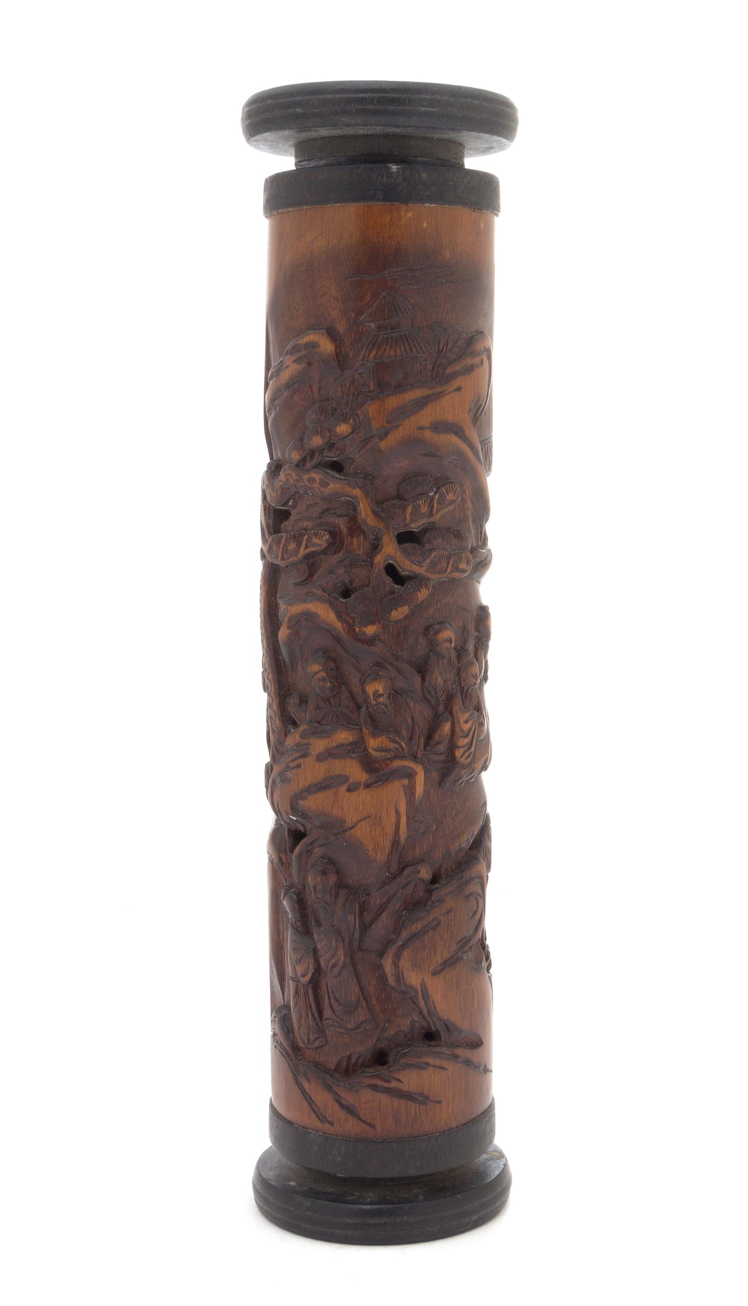 A Carved Bamboo Parfumier Height 11 1/4 inches.