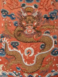 Two Chinese Embroidered Silk 'Dragon' Panels