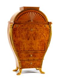 An Austrian Biedermeier Parcel Gilt Secretary Height 64 x width 43 1/2 x depth 18 inches.