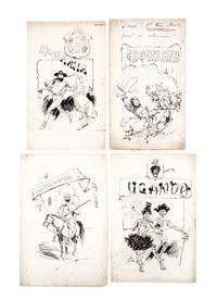 (COLUMBIAN EXPOSITION) Archive of illustration art from All the World at the Fair. London, [1893]. 37 hand-colored proofs total