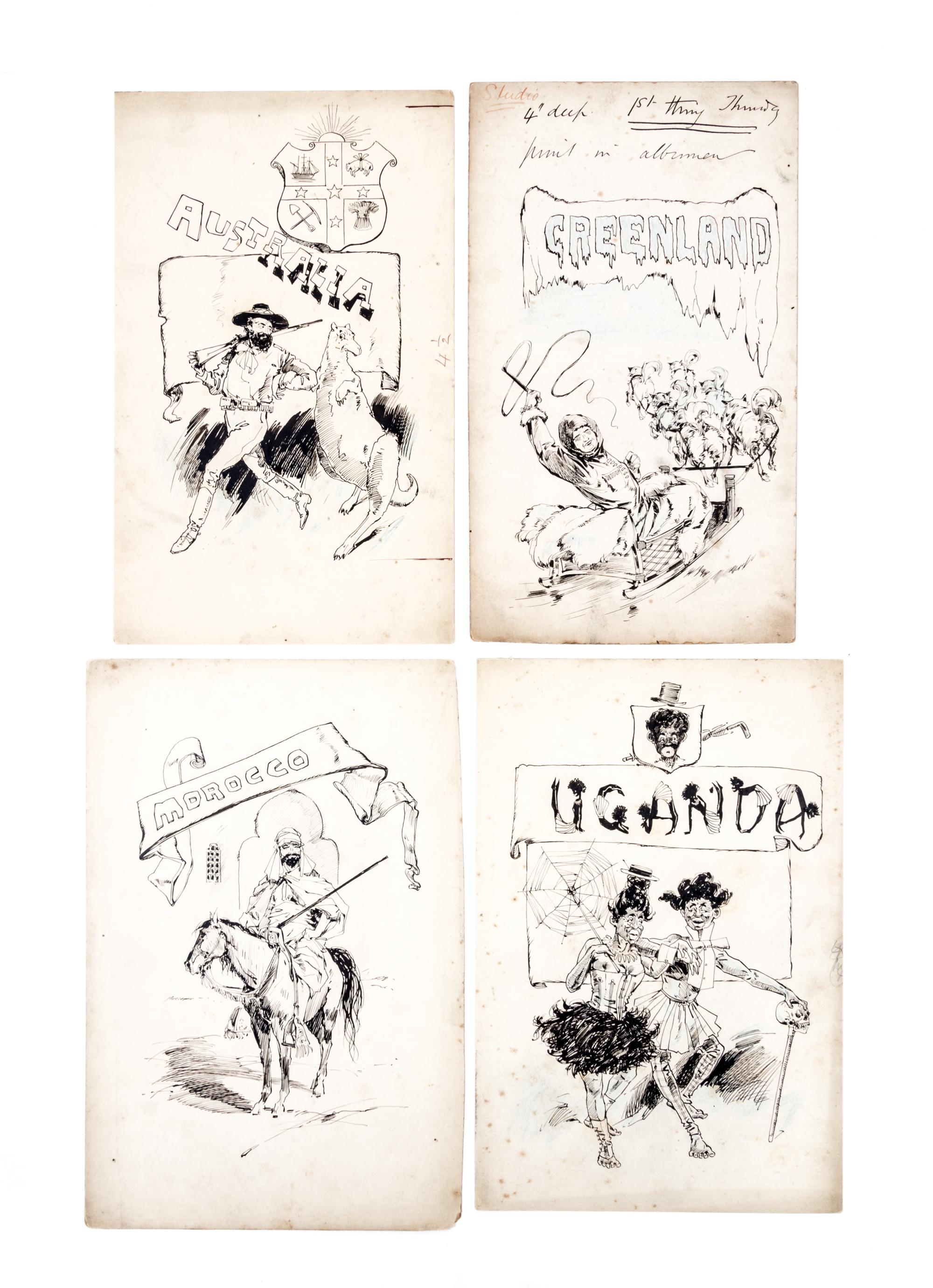 (COLUMBIAN EXPOSITION) Archive of illustration art from All the World at the Fair. London, [1893]. 37 hand-colored proofs total