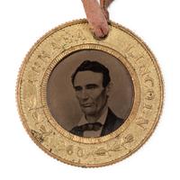 [LINCOLN-HAMLIN CAMPAIGN]. A presidential campaign token featuring ferrotype portraits of Lincoln and Hamlin, ca. 1860.