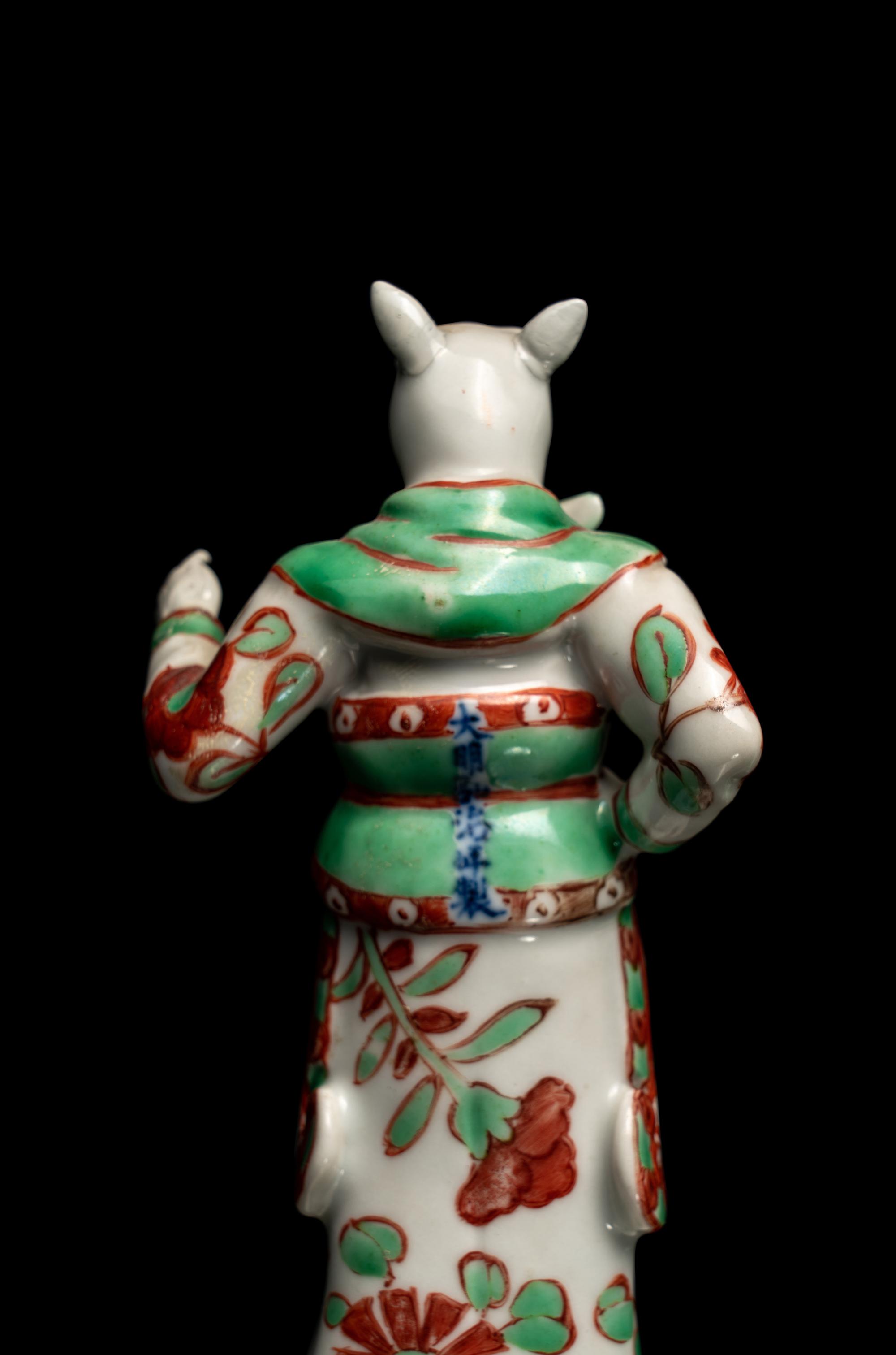Two Pairs of Chinese Famille Verte Porcelain Figures