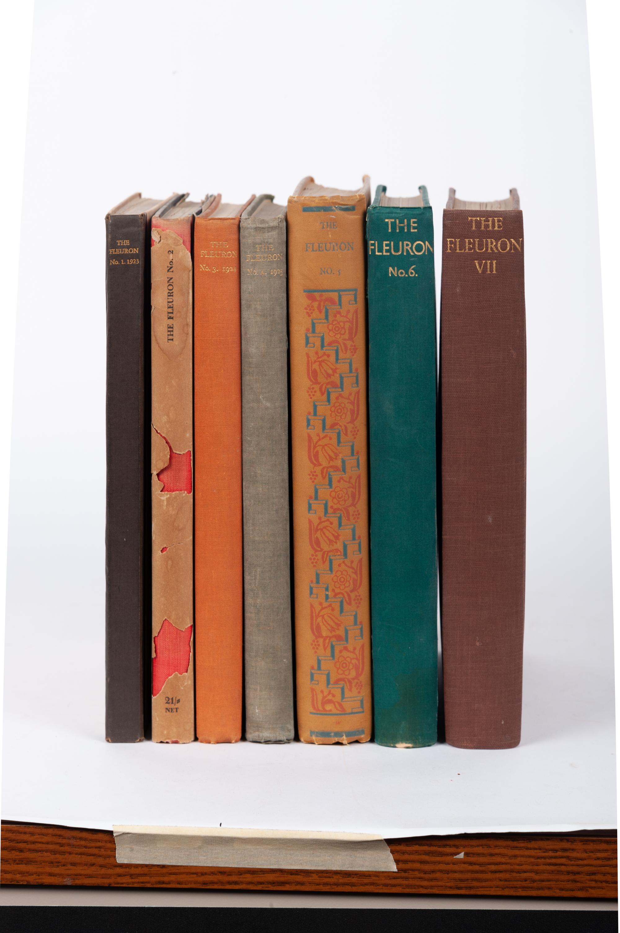 [FLEURON]. SIMON, Oliver and Stanley MORISON, editors. The Fleuron: A Journal of Typography. Vols.I-IV: London: The Fleuron, 1923- 1925. Vols.V-VII: Cambridge: University Press and Garden City, NY: Doubleday Doran & Co., 1926, 1928, 1930.