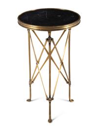 A Neoclassical Style Brass and Marble Gueridon