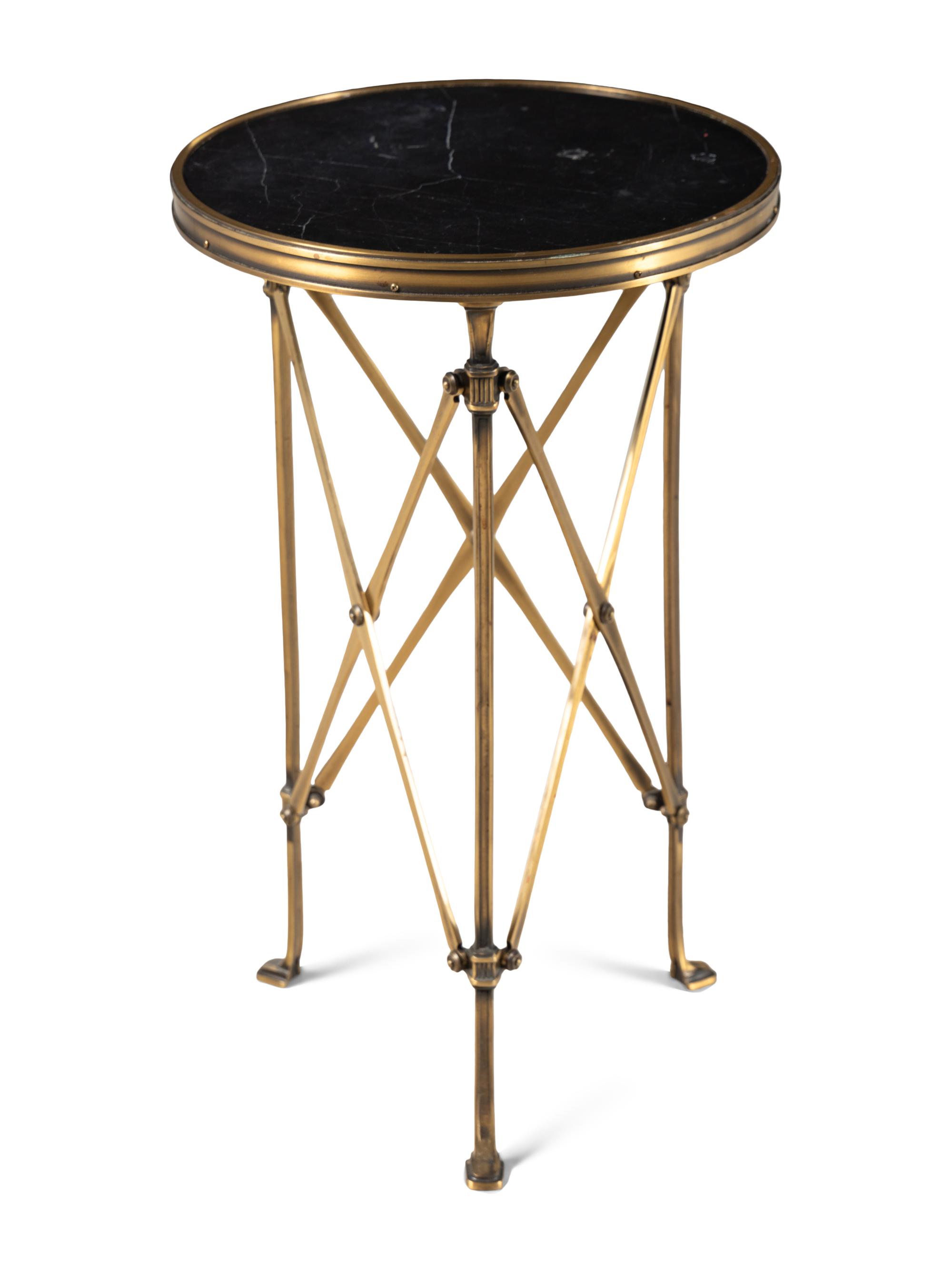 A Neoclassical Style Brass and Marble Gueridon