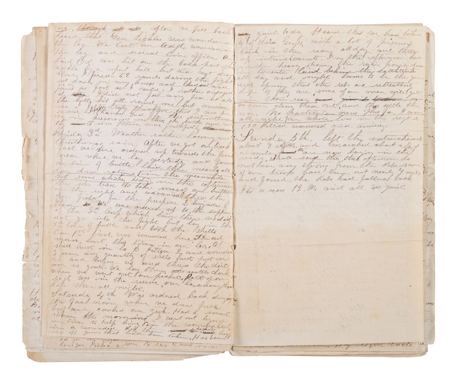 [CIVIL WAR]. Archive of George O. Currier, 17th Maine Infantry, incl. journal with significant GETTYSBURG content, among other important battles. 1863-64.