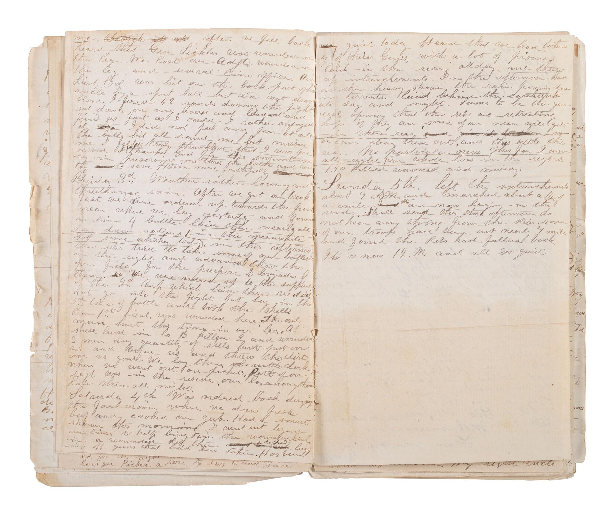 [CIVIL WAR]. Archive of George O. Currier, 17th Maine Infantry, incl. journal with significant GETTYSBURG content, among other important battles. 1863-64.