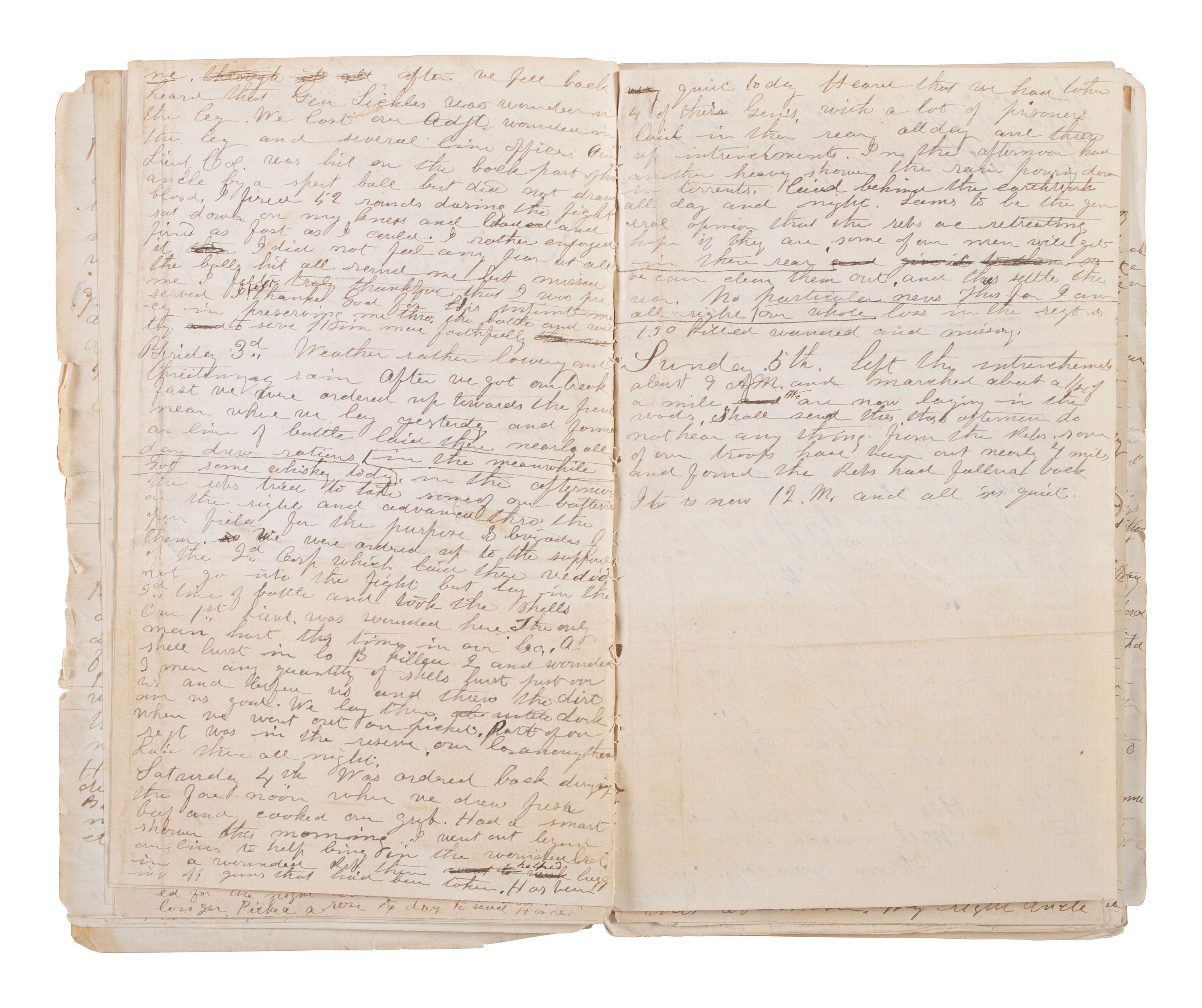 [CIVIL WAR]. Archive of George O. Currier, 17th Maine Infantry, incl. journal with significant GETTYSBURG content, among other important battles. 1863-64.