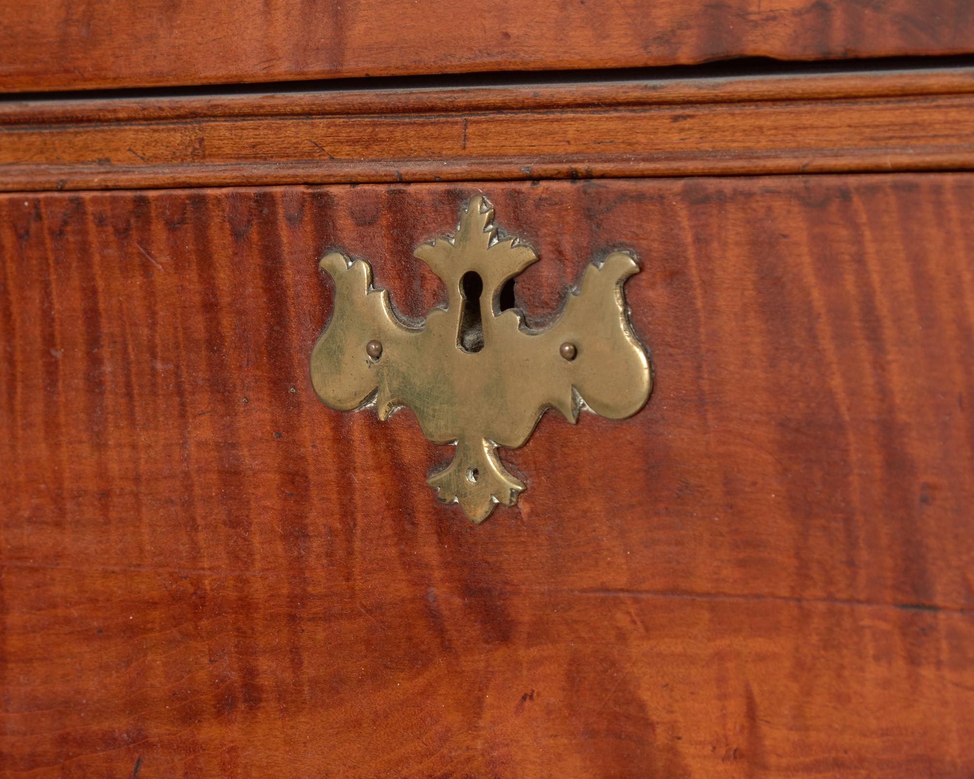 A Chippendale Tiger Maple Slant- Front Desk, New England, Late 18th Century