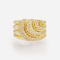 An 18K Yellow Gold and Pavé Diamond Ring by Henry Dunay