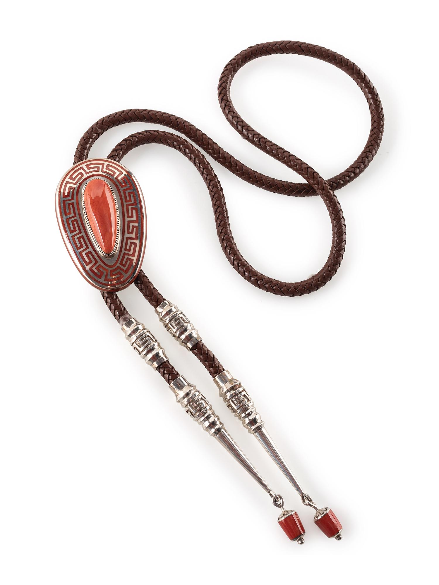 Sterling Silver and Coral Bolo Tie