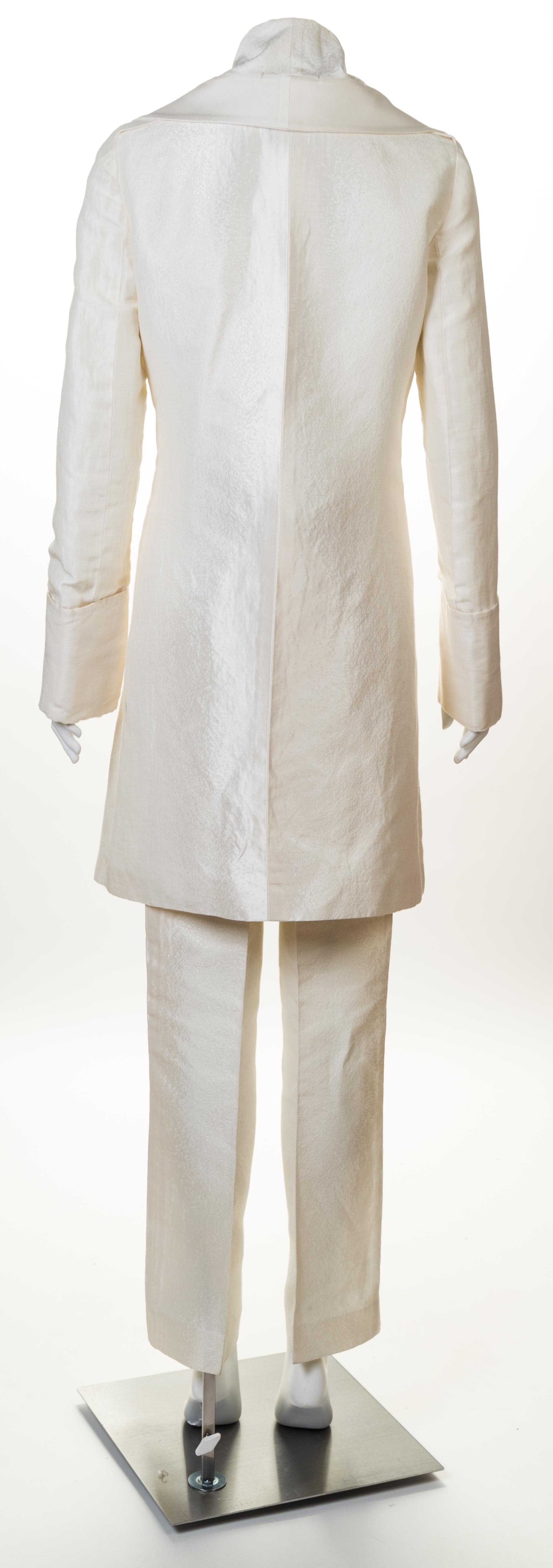 A Salvatore Ferragamo Cream Coat and Pant Ensemble, Jacket size 40; Pant no size.