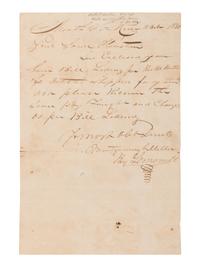 [HOUSTON, Sam]. Partly printed document accomplished in manuscript signed ("James Eagan"). 18 October 1830. Montgomery & Miller, Commission Merchants, Mouth White River, Ark’s. Terr . Little Rock: Wm. E. Woodruff, [1830?].