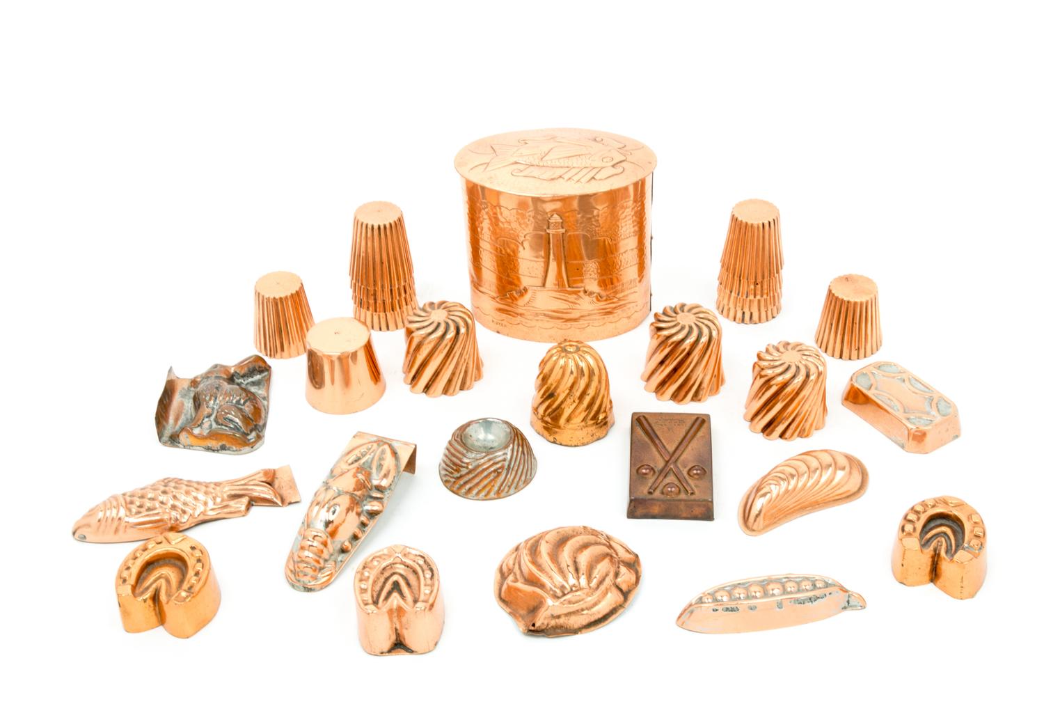 A Collection of Copper Molds Height of tallest 4 3/8 inches. — 18TH/19TH CENTURY