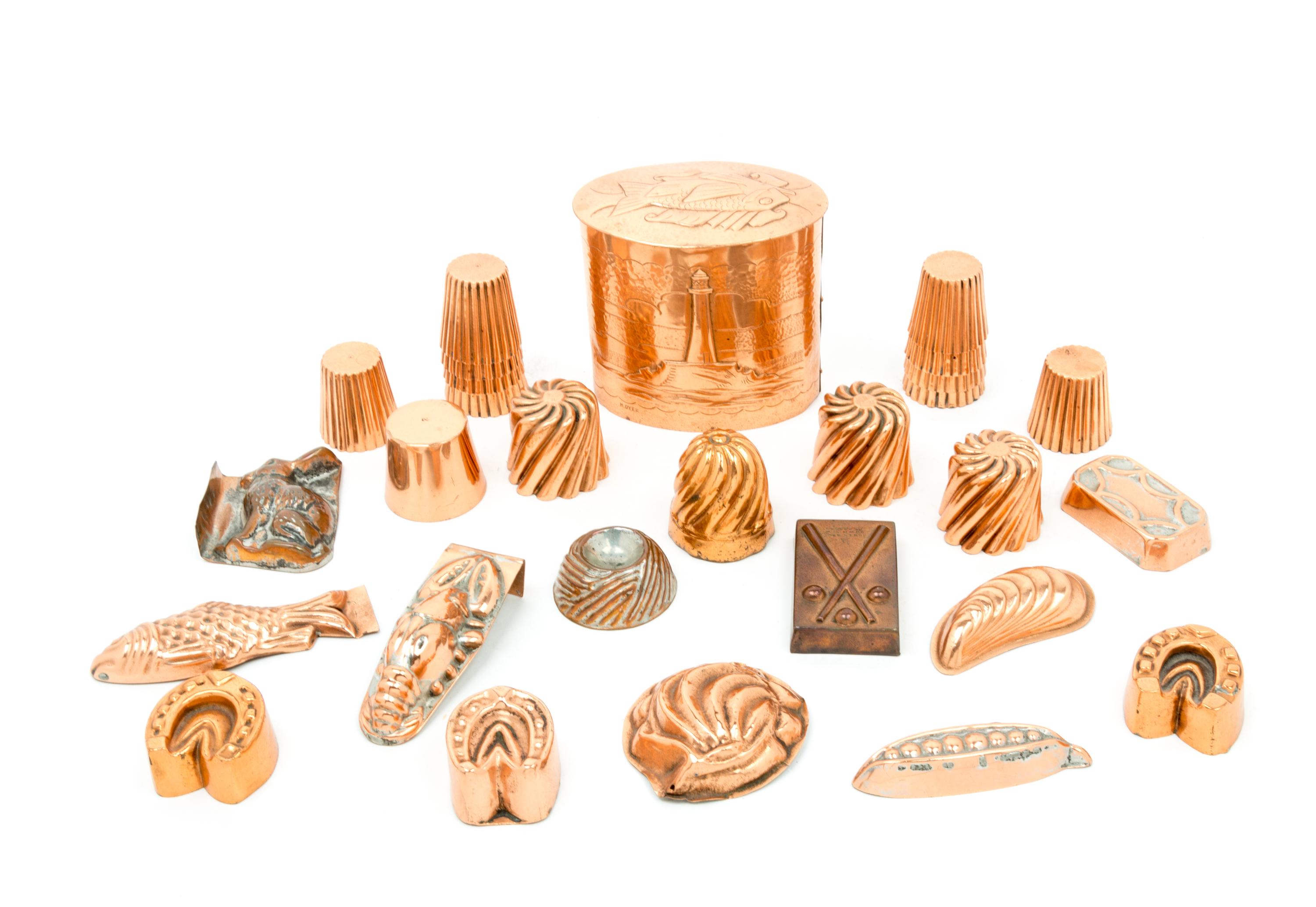 A Collection of Copper Molds Height of tallest 4 3/8 inches. — 18TH/19TH CENTURY