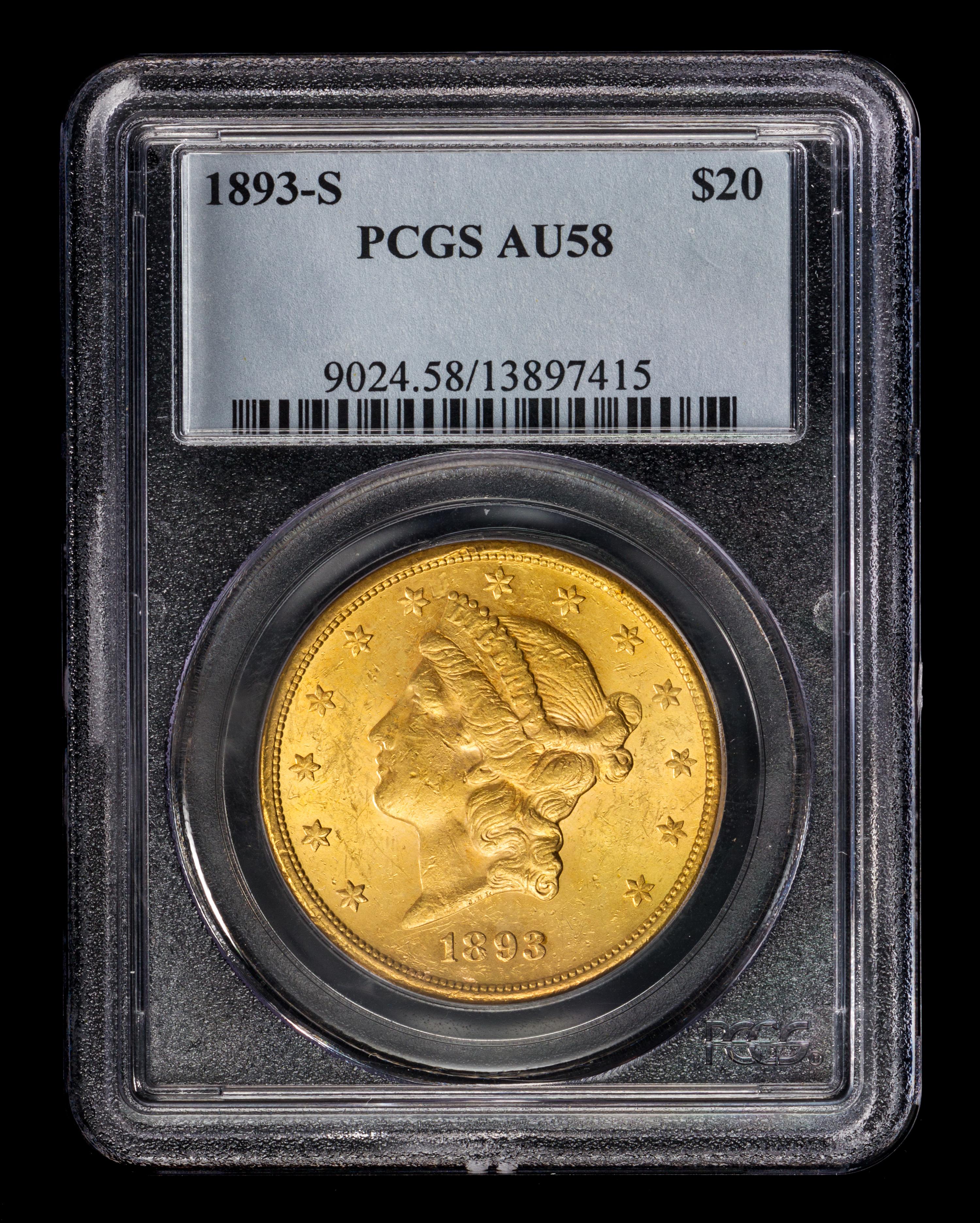 A United States 1893-S Liberty Head $20 Gold Coin