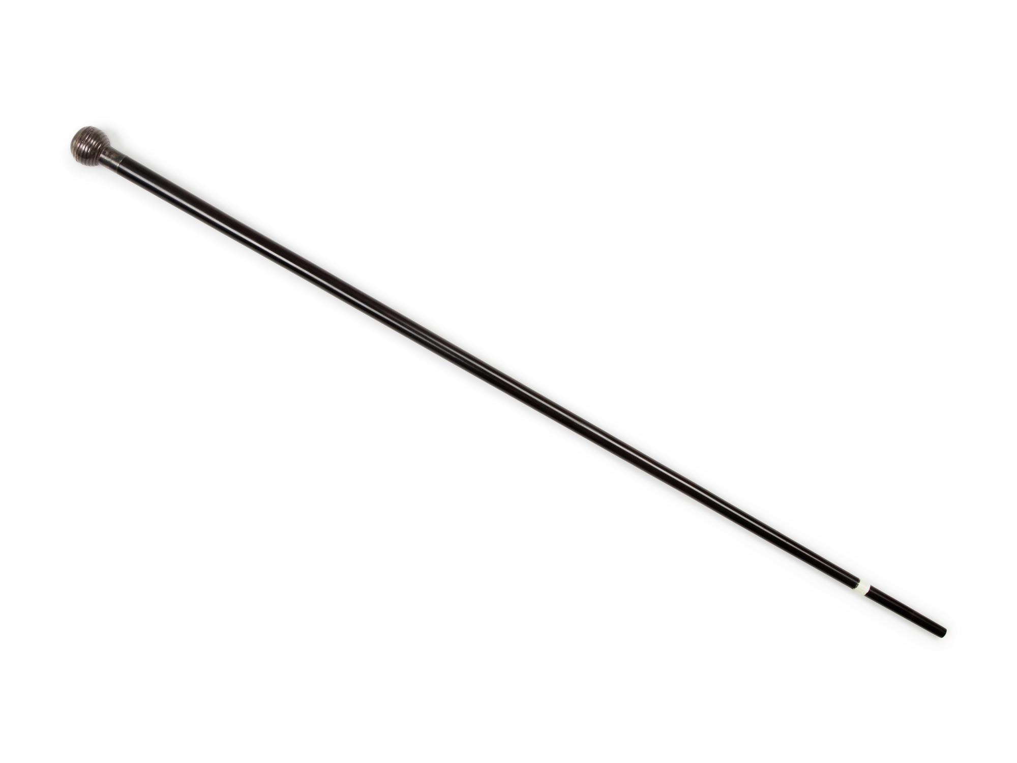 A French Silver Watch-Mounted Ebony Walking Stick