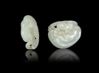 Two Pale Celadon Jade 'Lingzhi' Groups