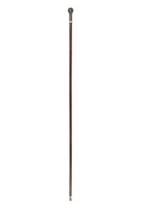 A Continental Diamond and Ruby-Inset Nephrite Handled Walking Stick