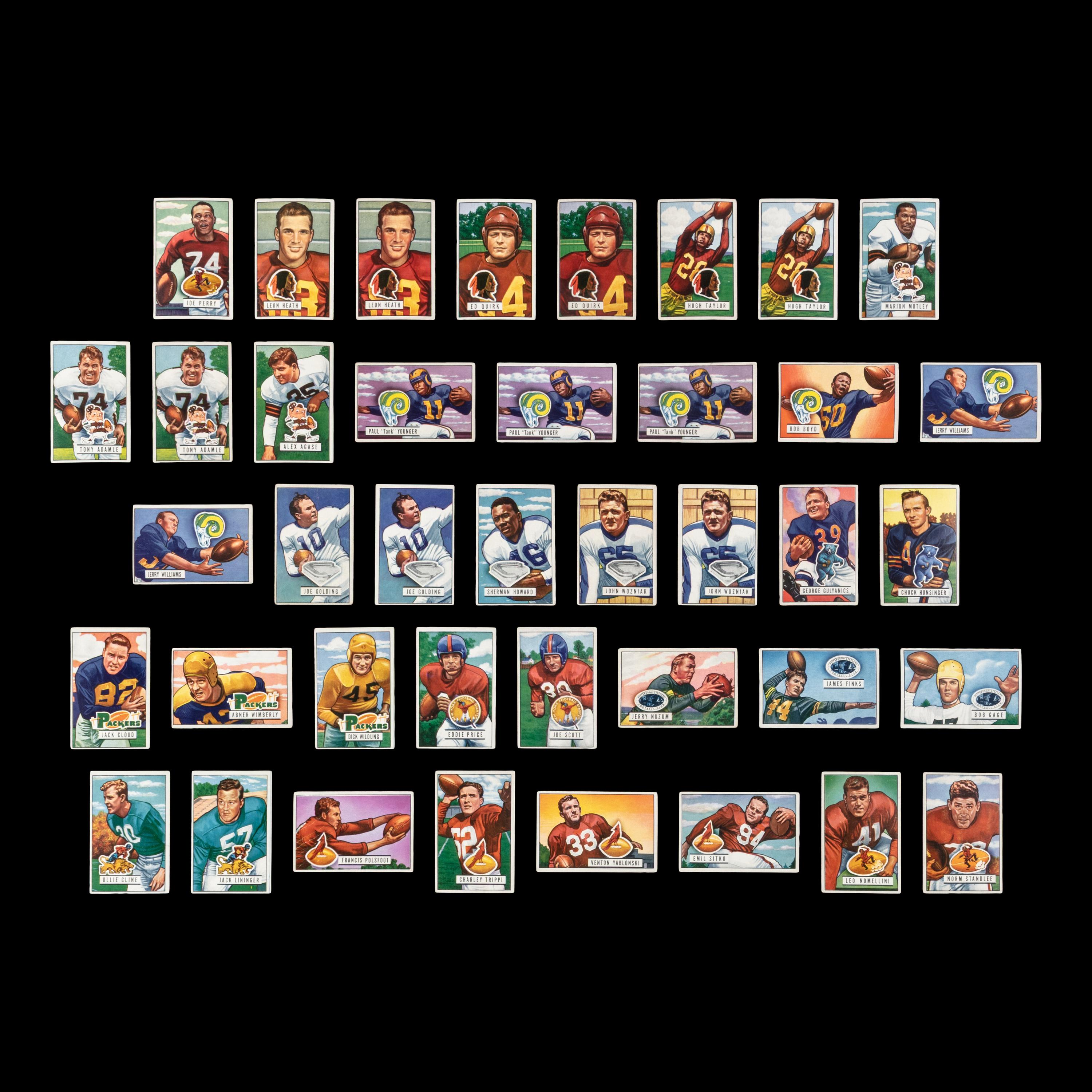 A Collection of 1951 Bowman Football Cards Including Multiple Hall of Famers and Rookies (136)