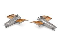 A Pair of German Chromed-Metal Airplane-Form Smoking Sets
