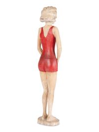 A Carved and Painted Wood Figure of a Bather