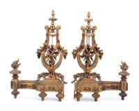 A Pair of Louis XVI Style Gilt Metal Chenets