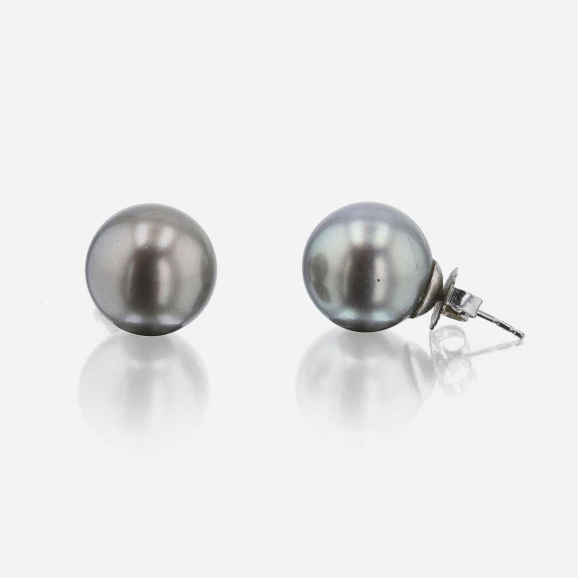 A Pair of Tahitian Pearl Earrings