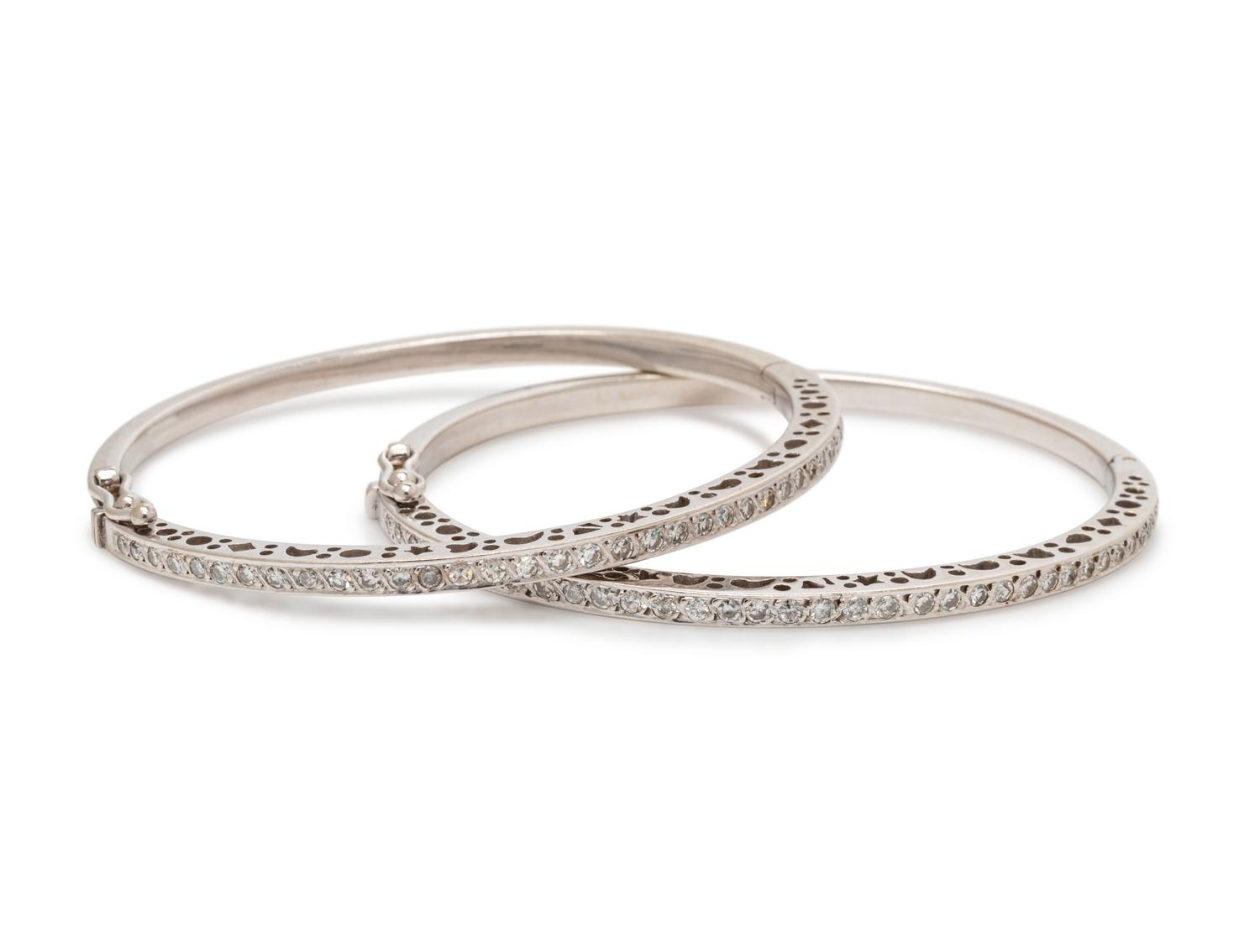 PAIR OF DIAMOND BANGLE BRACELETS