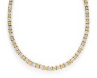 FANCY YELLOW, LIGHT YELLOW, COLORED DIAMOND AND DIAMOND LINE NECKLACE