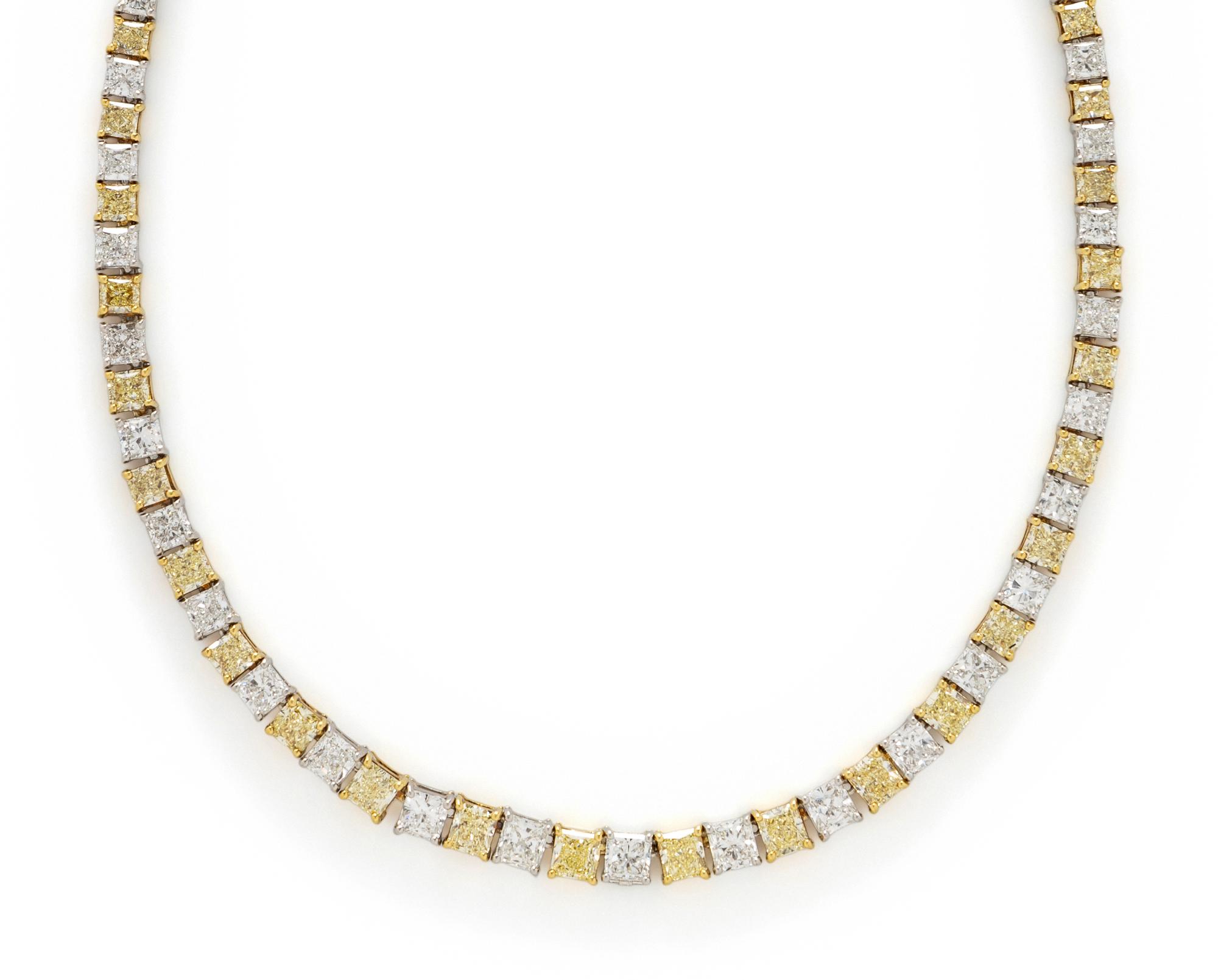 FANCY YELLOW, LIGHT YELLOW, COLORED DIAMOND AND DIAMOND LINE NECKLACE