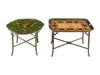 Two English Polychrome-Decorated Papier-Mache Trays