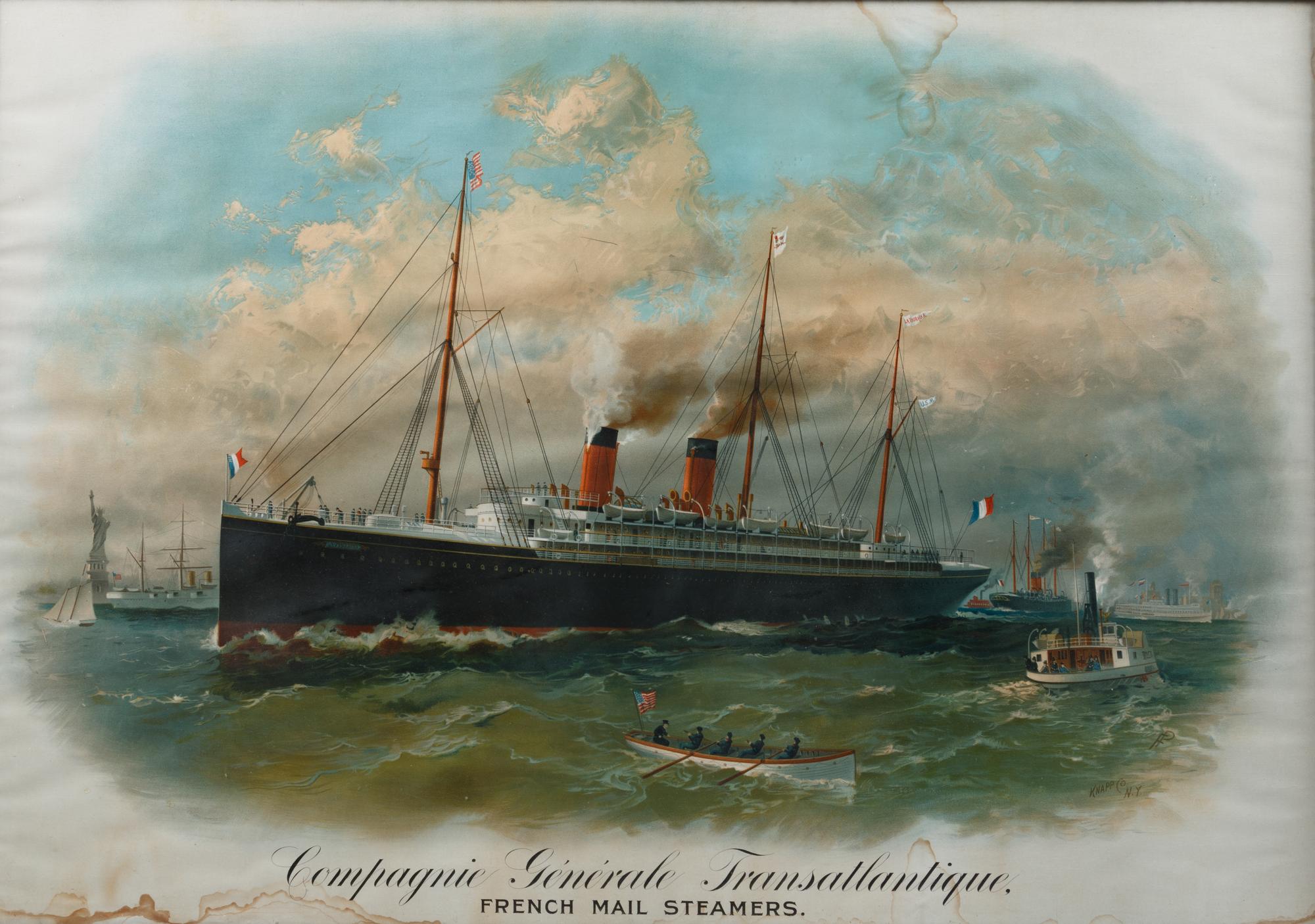 A French Transoceanic Steamship Lithograph Poster